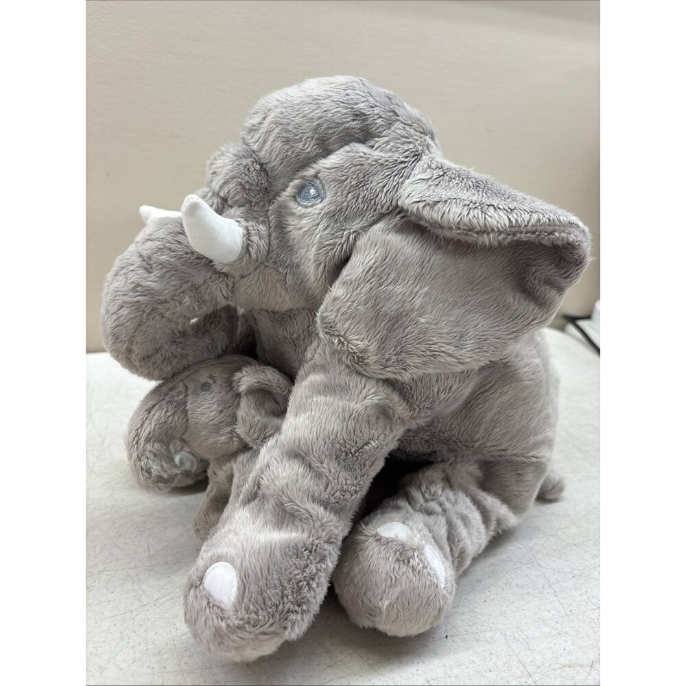 IKEA Baby Elephant & Mother Leddjer Plush Stuffed Animal Retired Realistic Toy